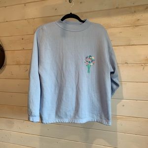Lady Forsyth | Vintage Light Blue Crewneck Sweater w Floral Design